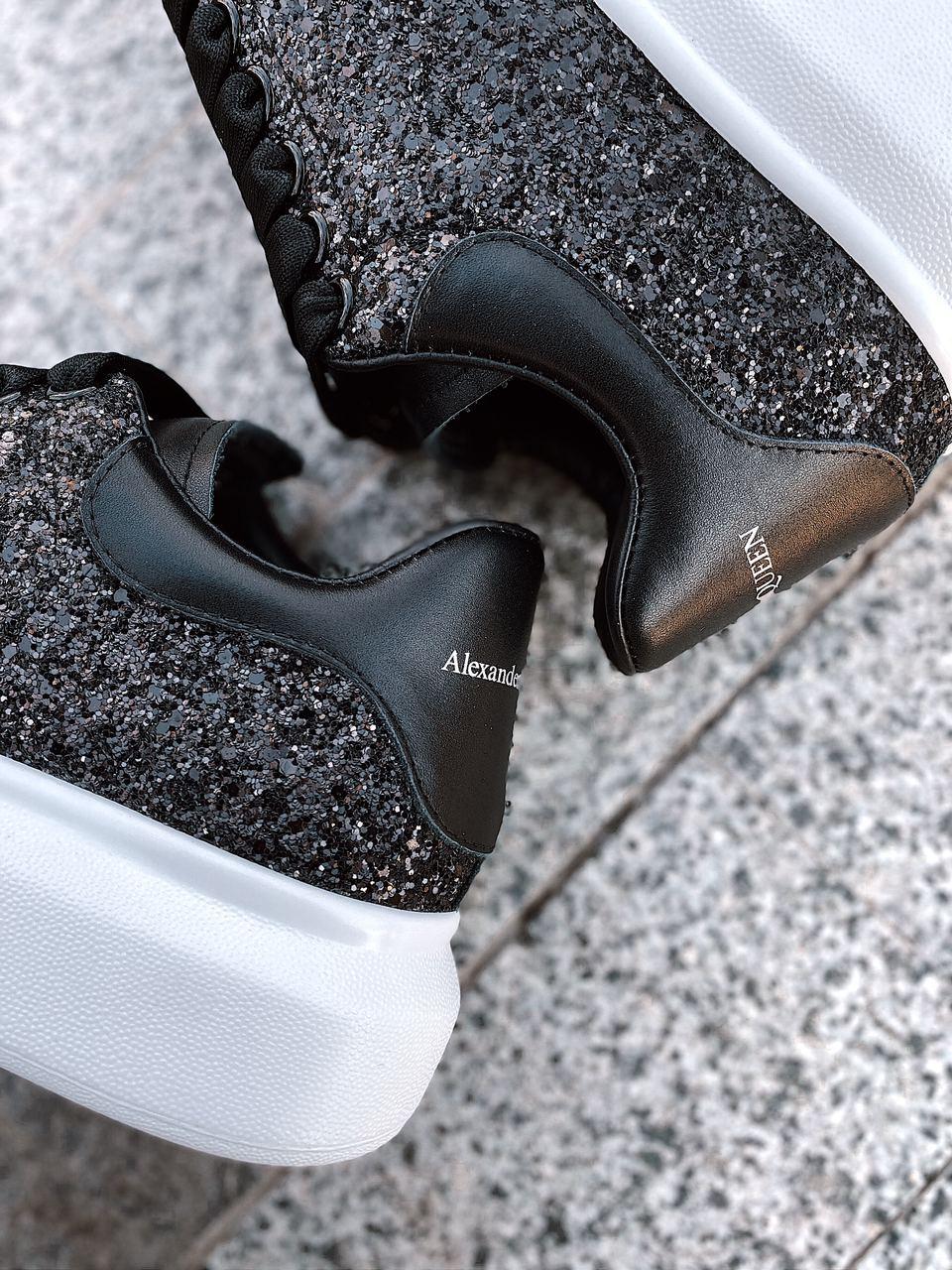 Alexander McQueen Low Glitter Black White