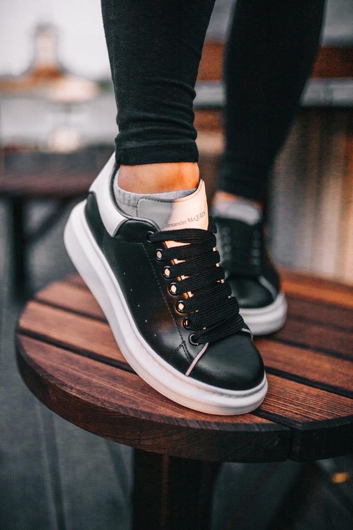Alexander McQueen Low Black White Reflective