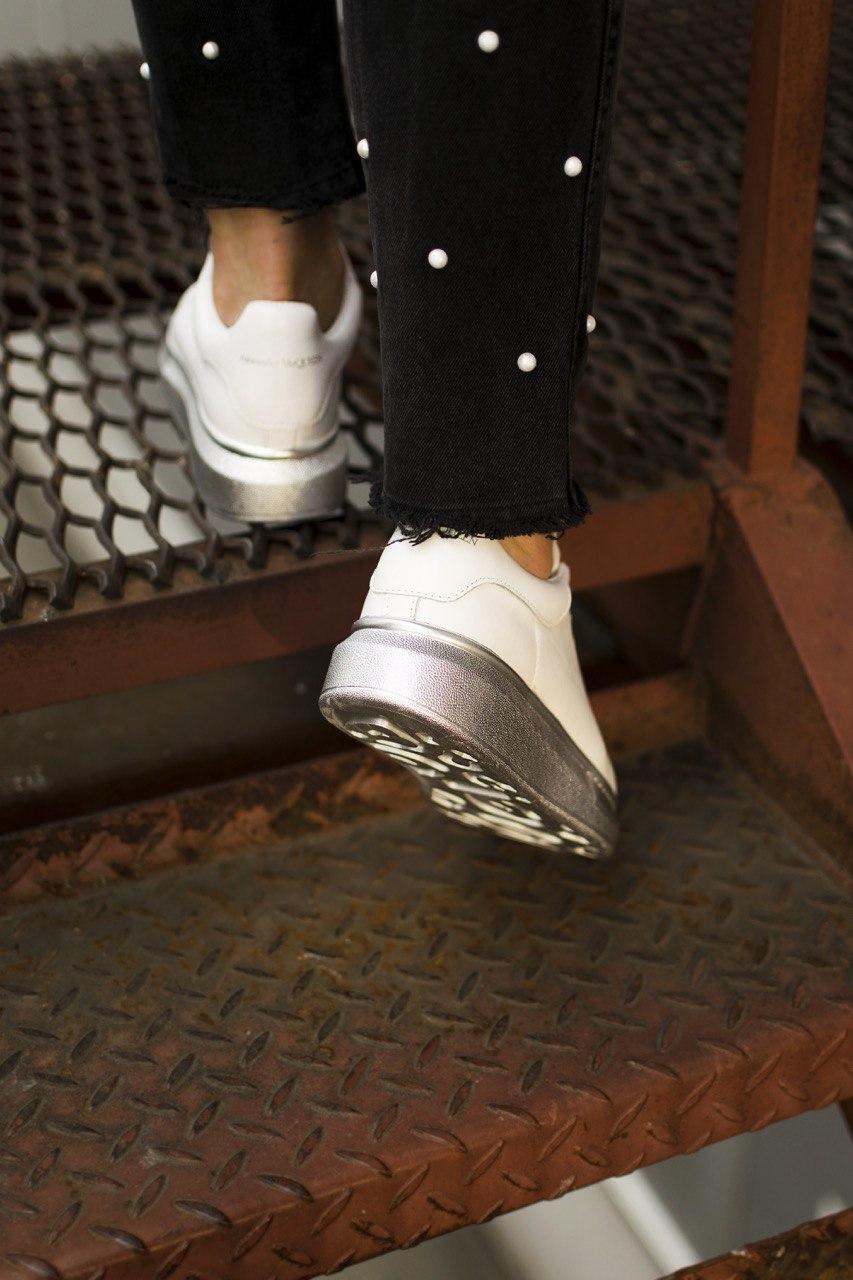 Alexander McQueen Low White Silver