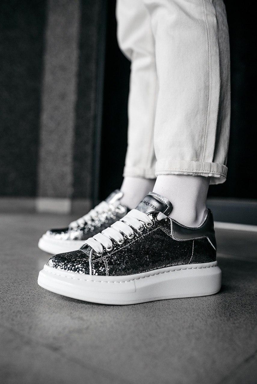 Alexander McQueen Low Leather Trimmed Glitter