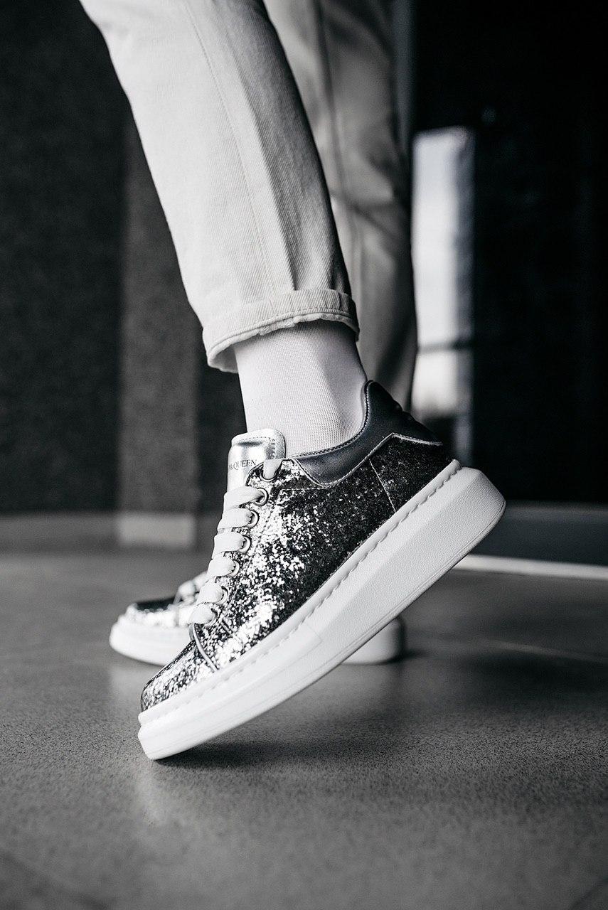 Alexander McQueen Low Leather Trimmed Glitter