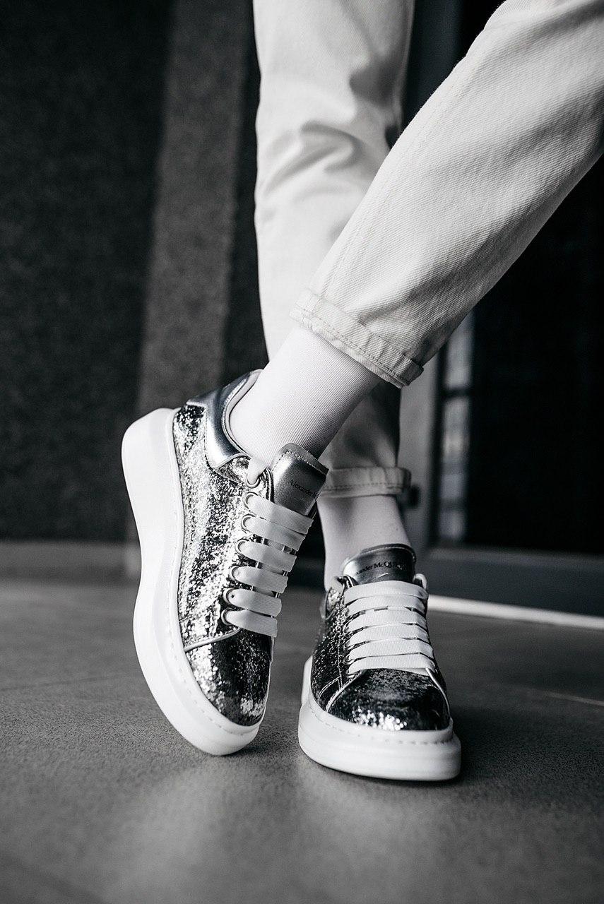 Alexander McQueen Low Leather Trimmed Glitter
