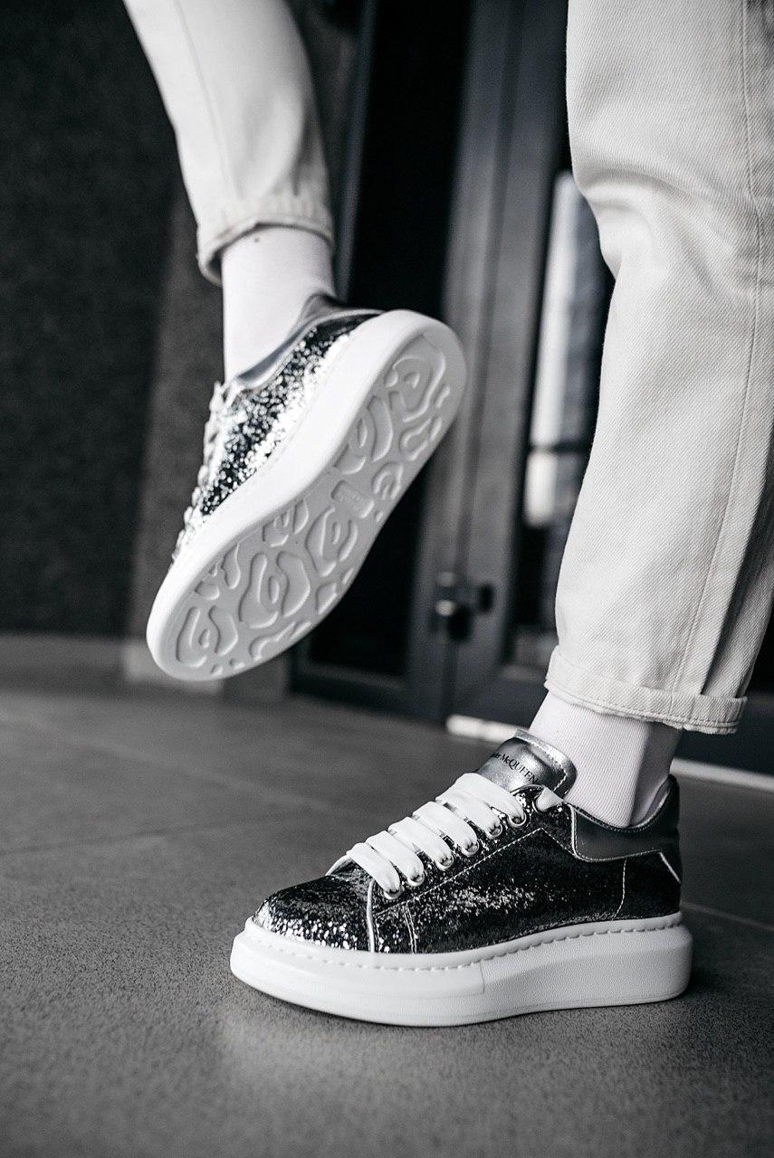 Alexander McQueen Low Leather Trimmed Glitter