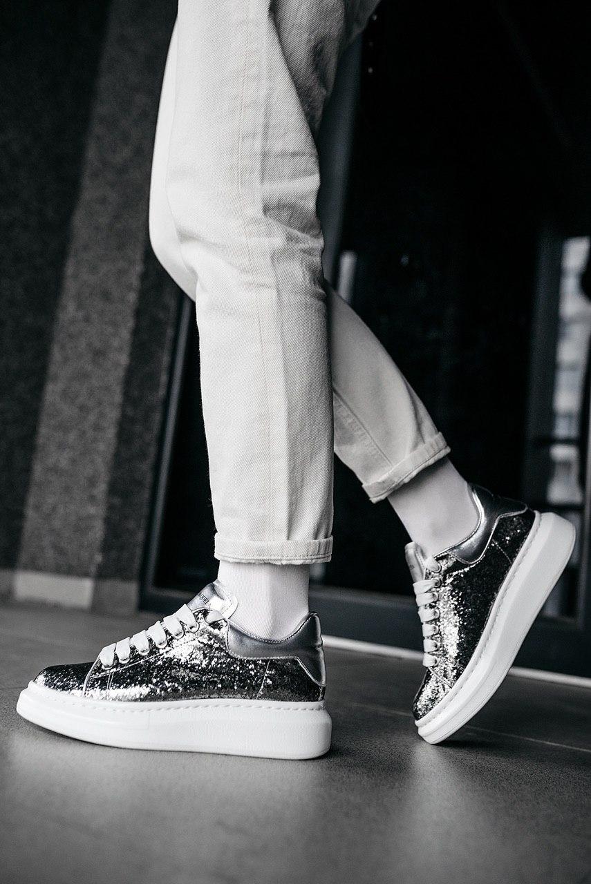 Alexander McQueen Low Leather Trimmed Glitter