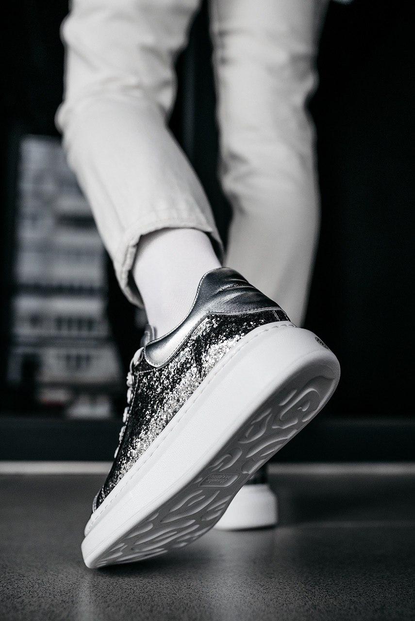 Alexander McQueen Low Leather Trimmed Glitter