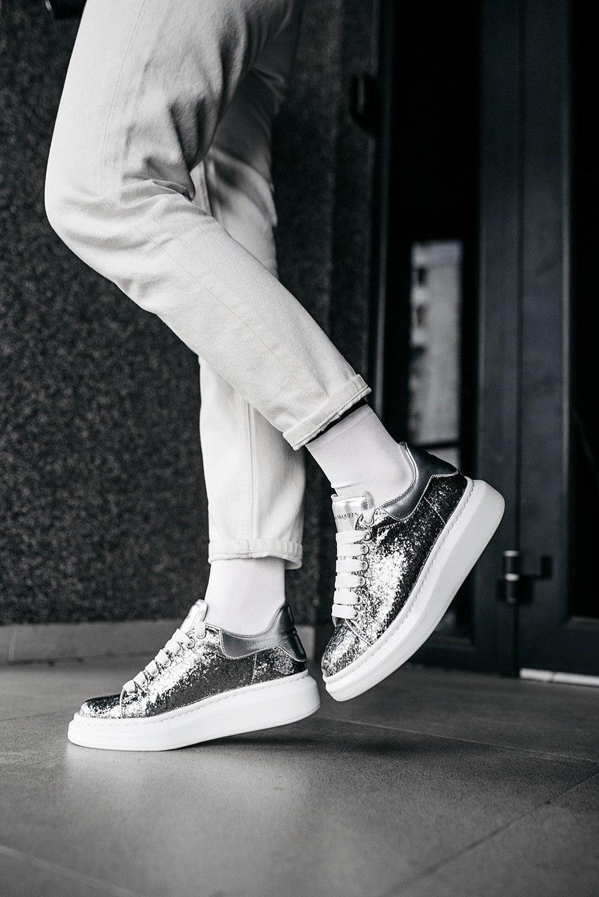 Alexander McQueen Low Leather Trimmed Glitter