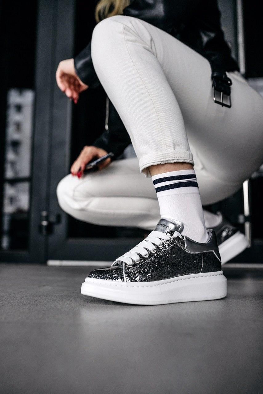 Alexander McQueen Low Leather Trimmed Glitter