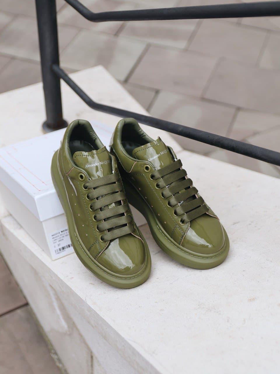 Alexander McQueen Low Olive Patent