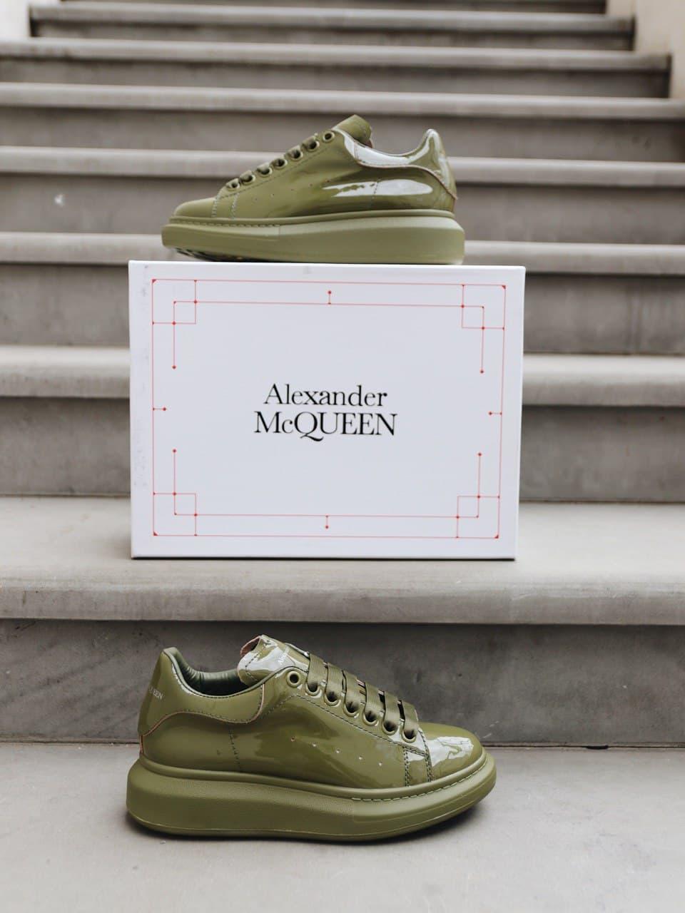 Alexander McQueen Low Olive Patent