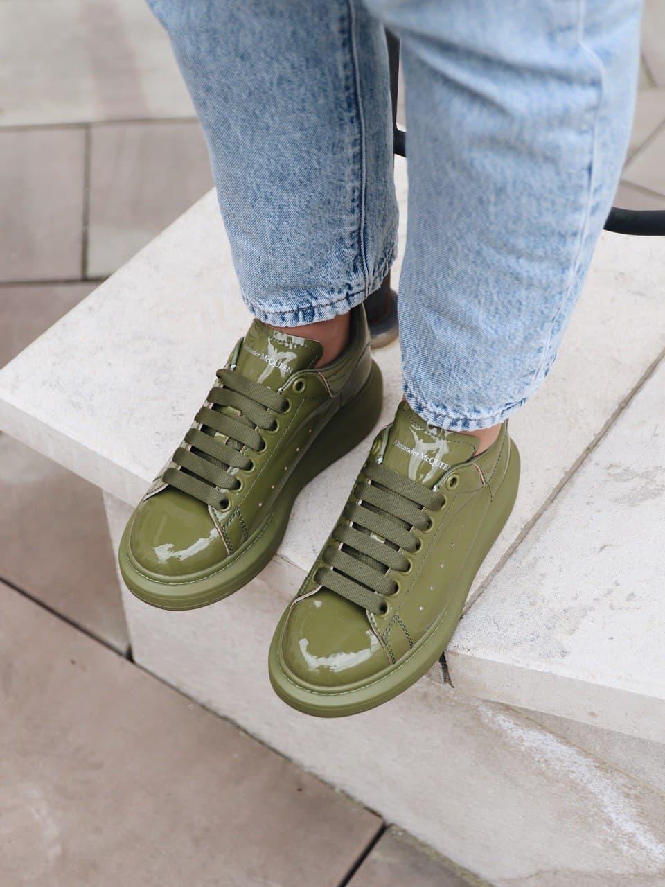 Alexander McQueen Low Olive Patent