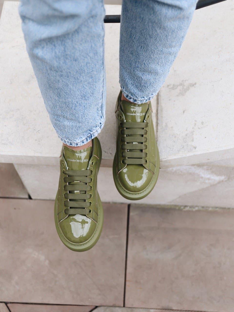 Alexander McQueen Low Olive Patent
