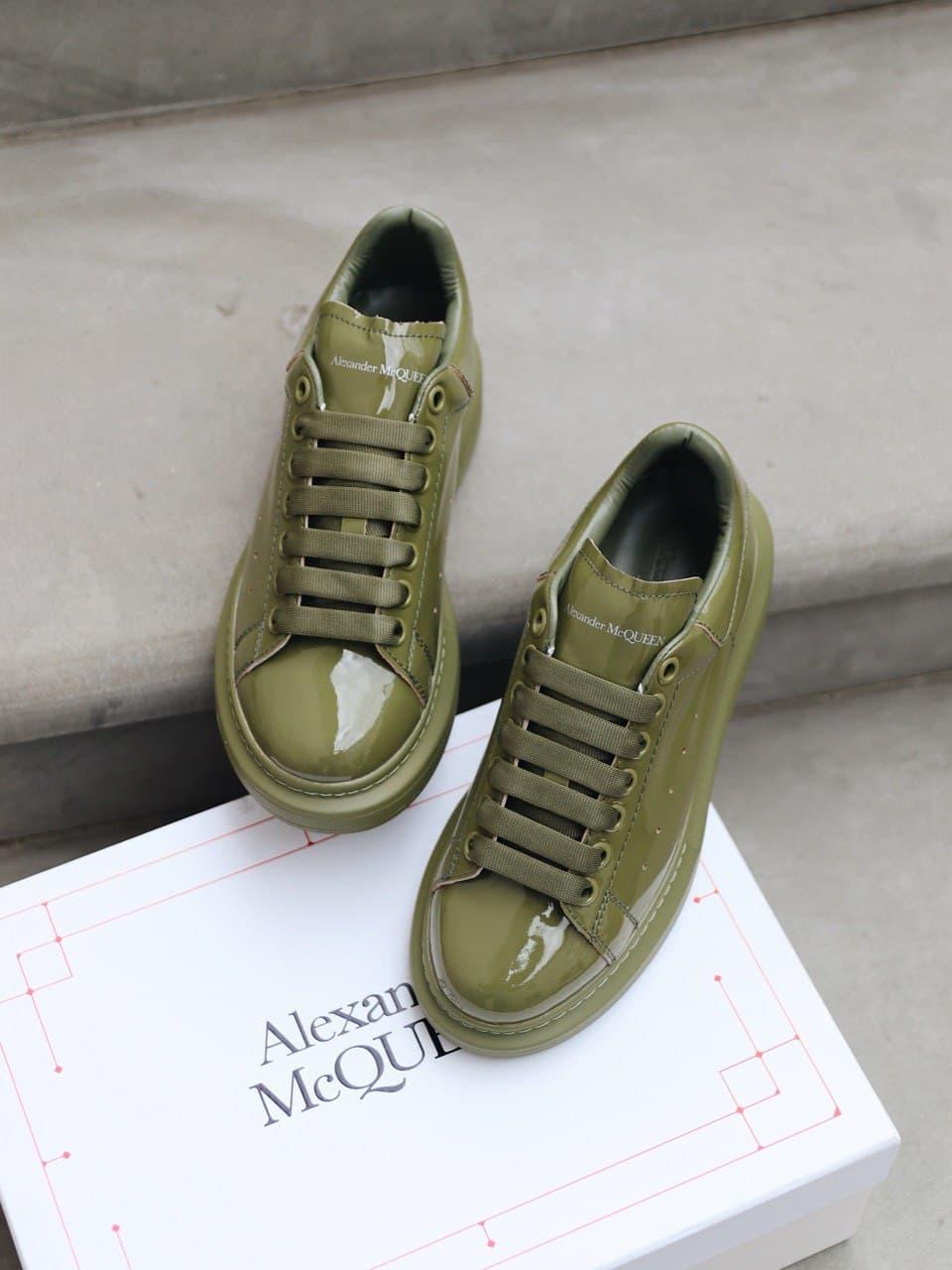 Alexander McQueen Low Olive Patent