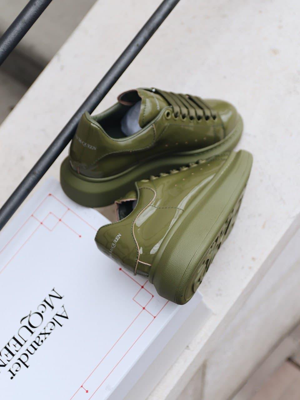 Alexander McQueen Low Olive Patent