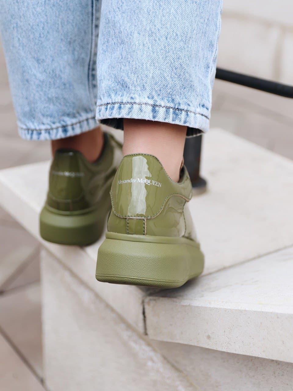 Alexander McQueen Low Olive Patent