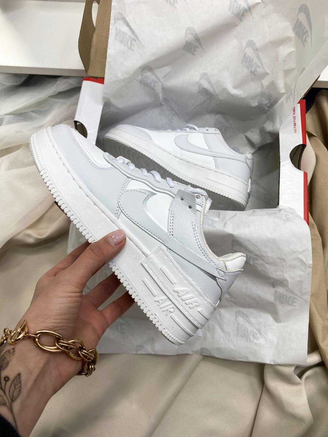 Nike Air Force 1 SHADOW White Silver
