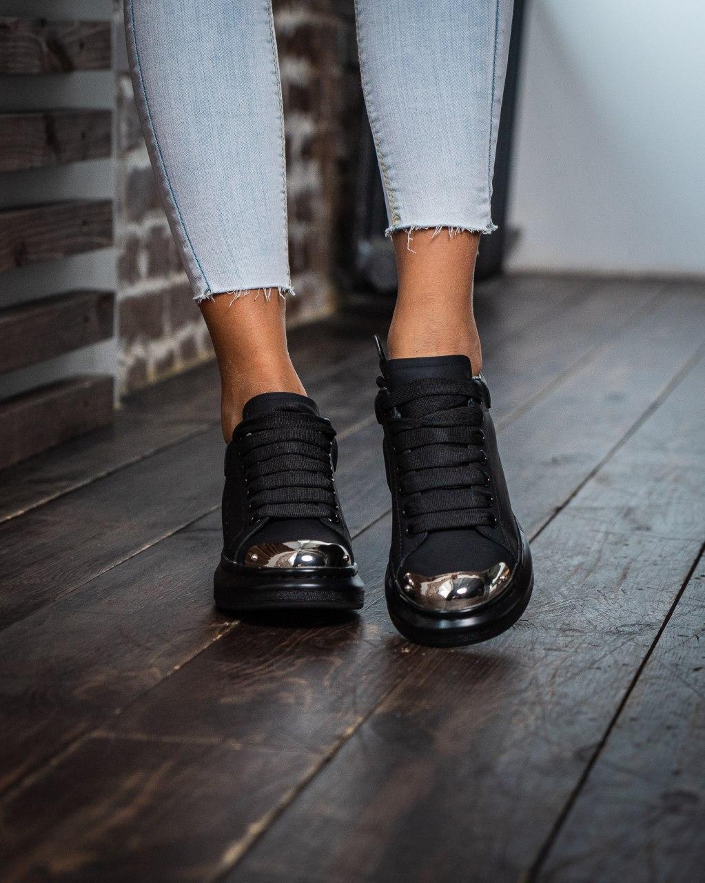 Alexander McQueen Low Black Metal (Нубук)