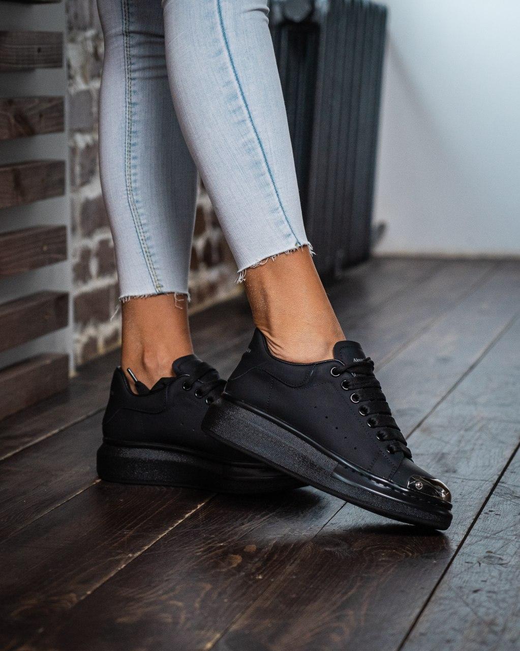 Alexander McQueen Low Black Metal (Нубук)