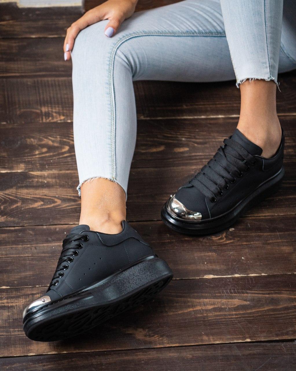 Alexander McQueen Low Black Metal (Нубук)