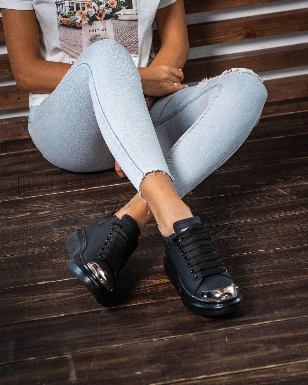 Alexander McQueen Low Black Metal (Нубук)
