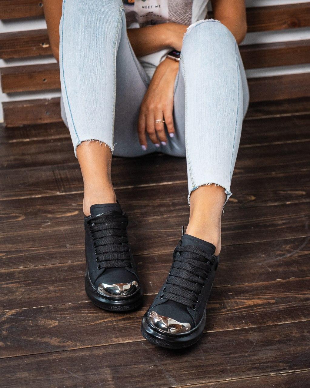 Alexander McQueen Low Black Metal (Нубук)