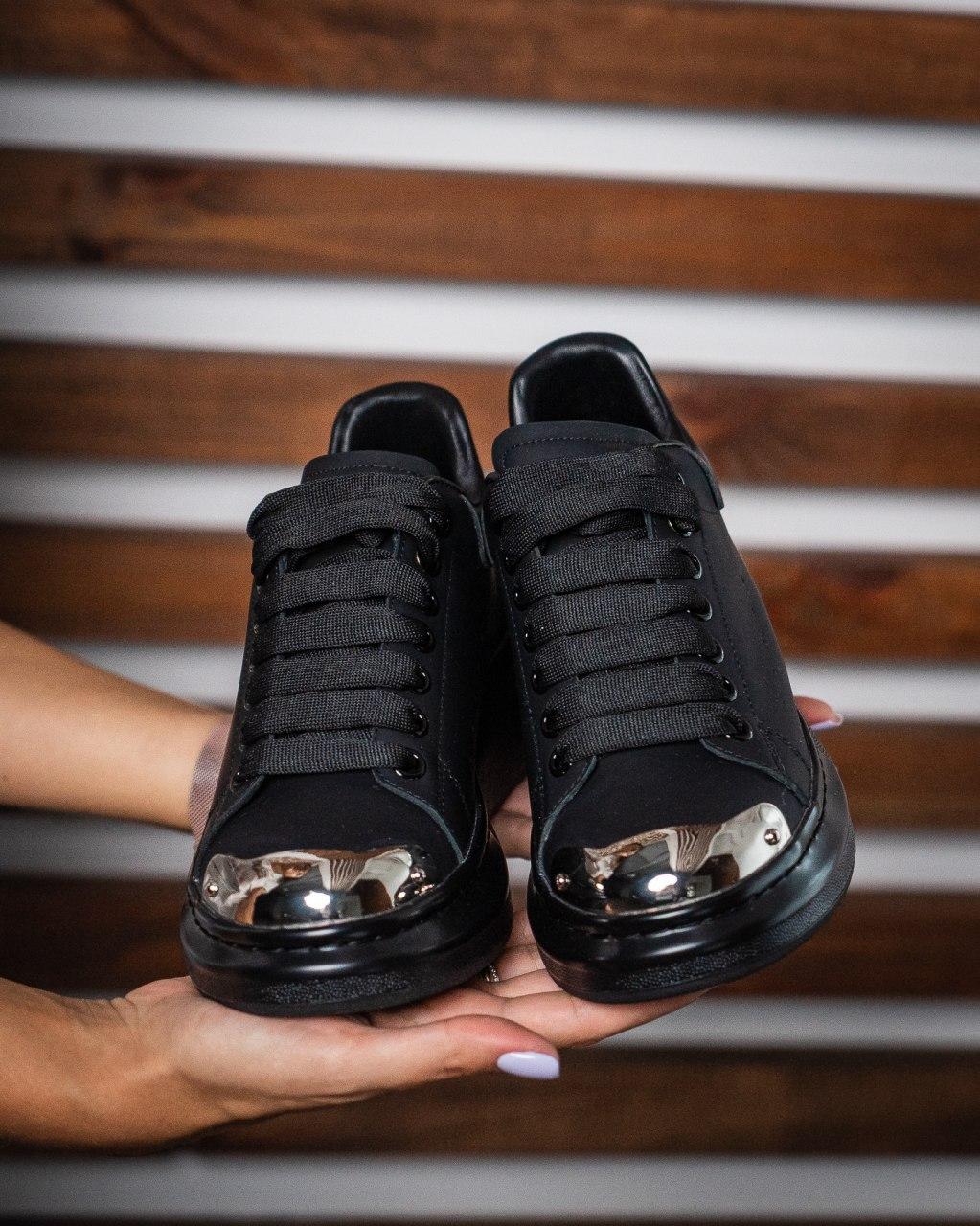 Alexander McQueen Low Black Metal (Нубук)