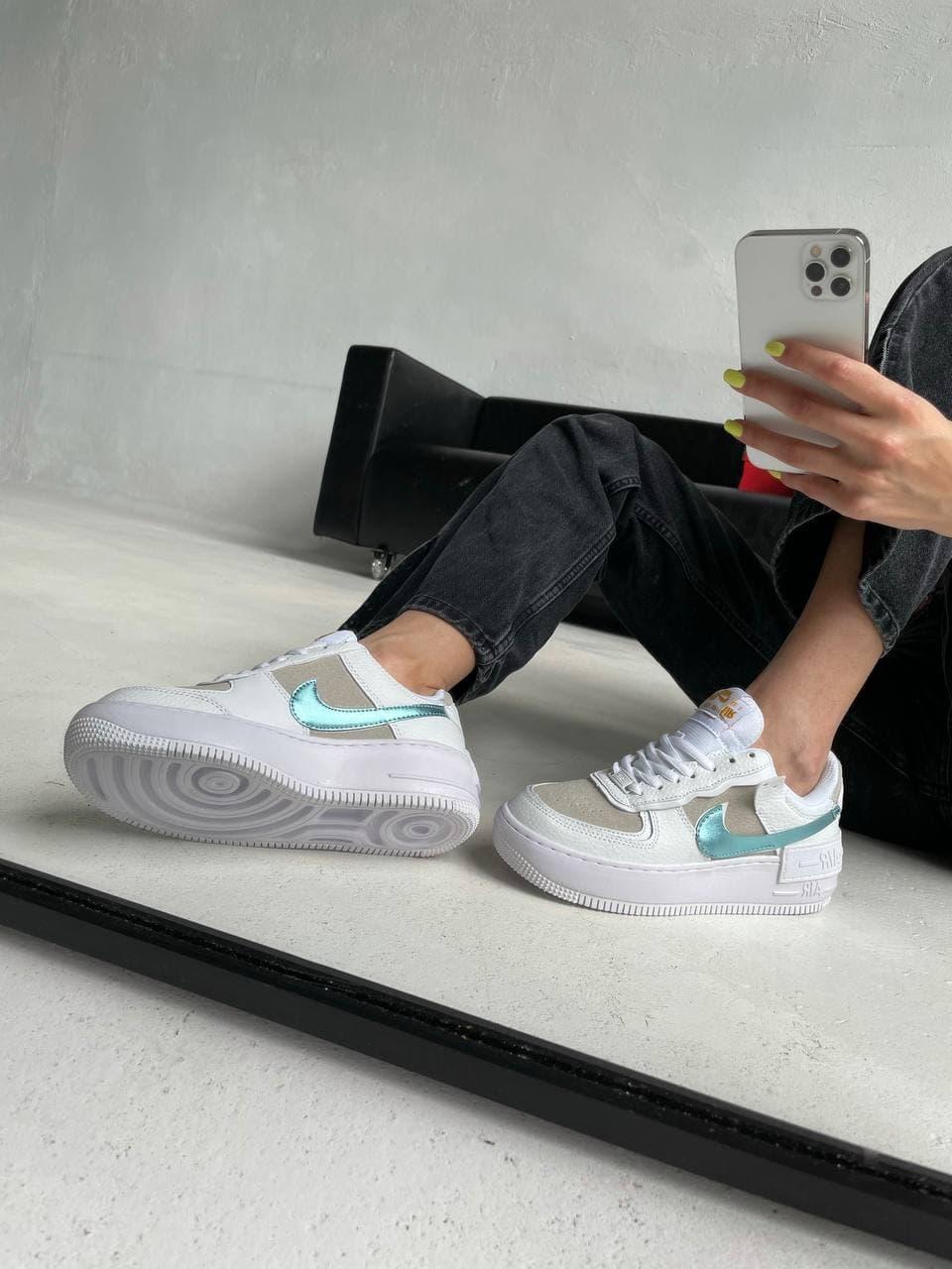 Nike Air Force 1 SHADOW White Sparkle Blue
