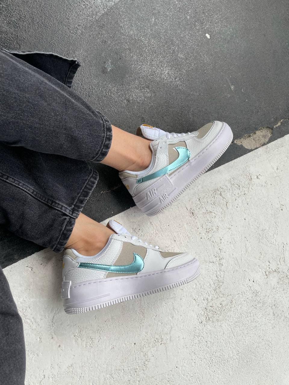 Nike Air Force 1 SHADOW White Sparkle Blue