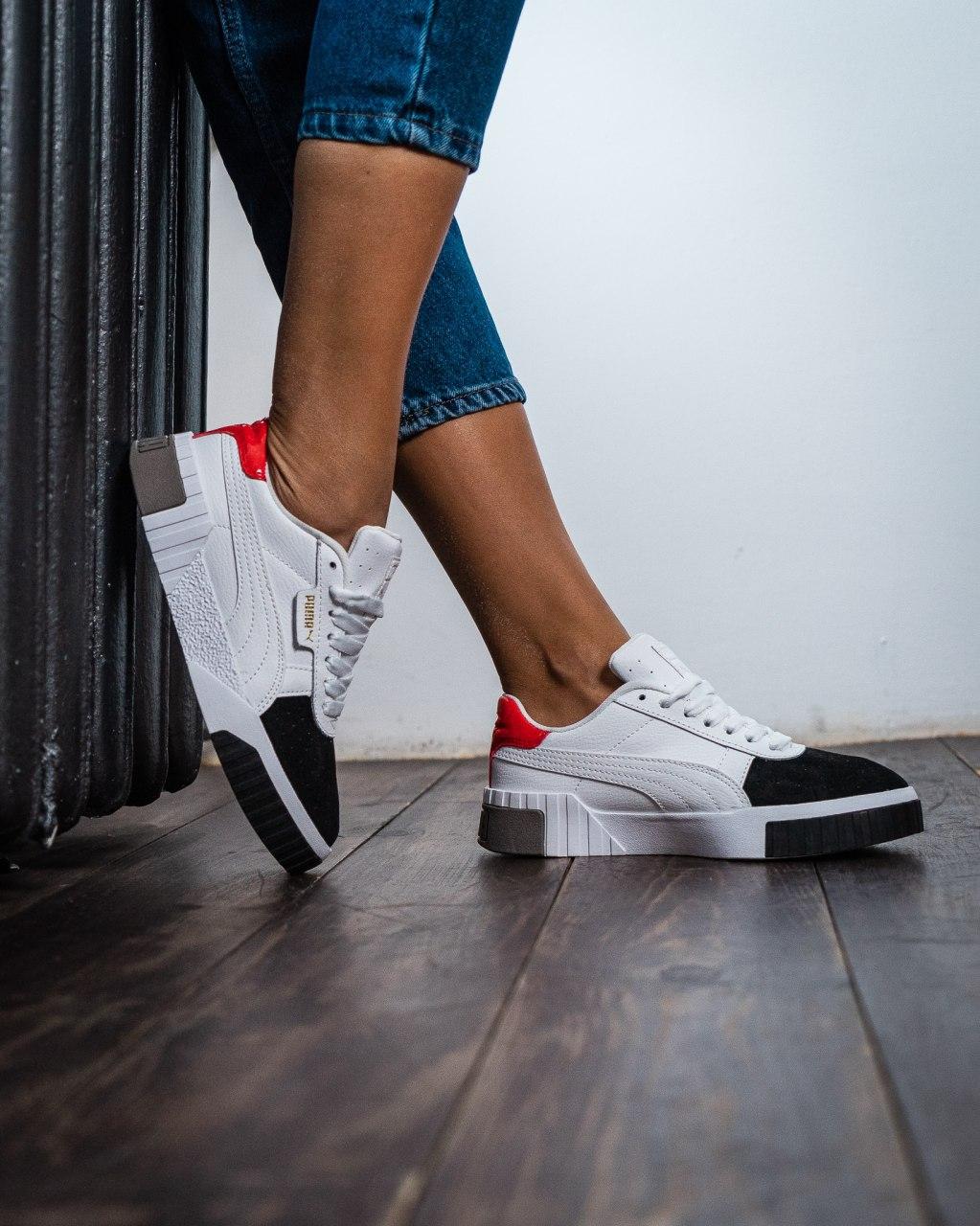Puma Cali Basket White Black Grey Red