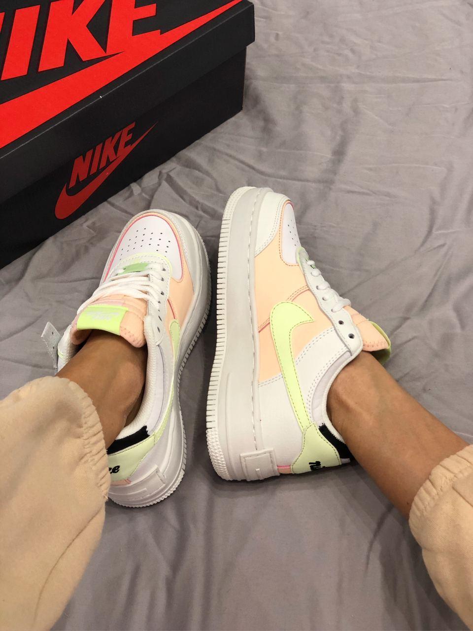 Nike Air Force 1 SHADOW White Green Peach