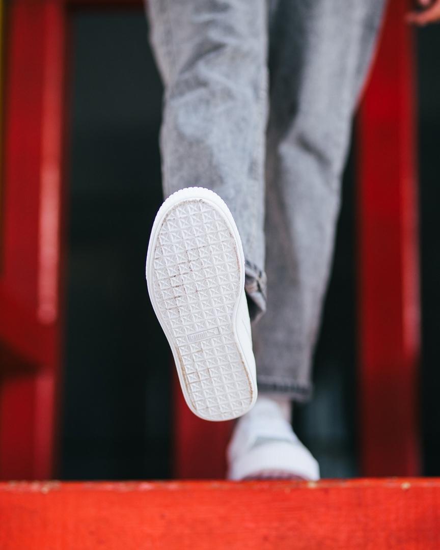 Puma Suede White Silver Toe