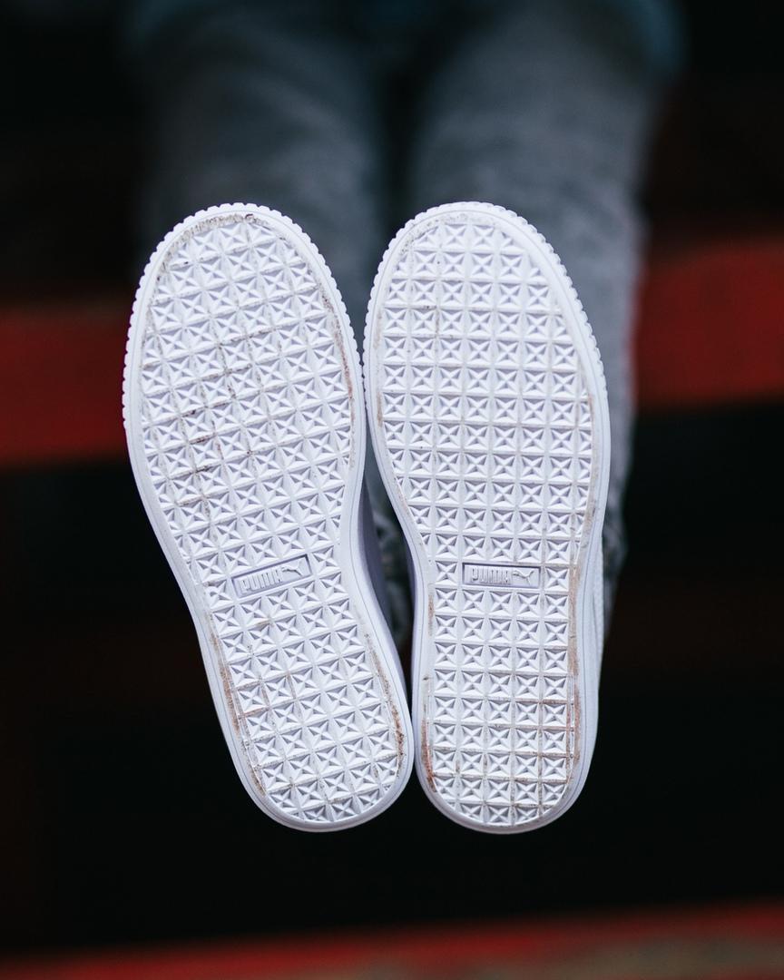 Puma Suede White Silver Toe