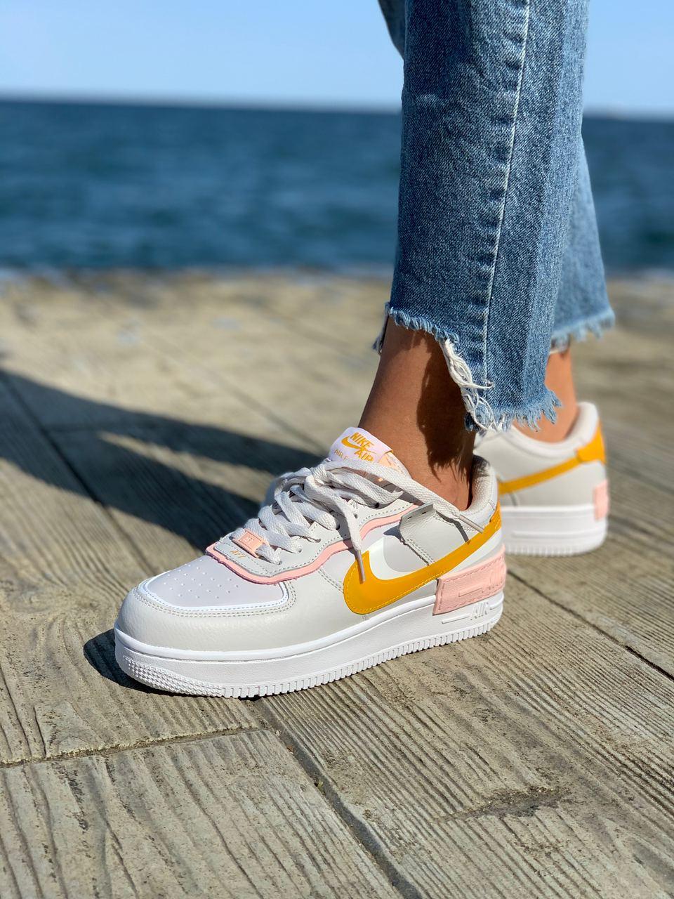 Nike Air Force 1 SHADOW White Grey Orange