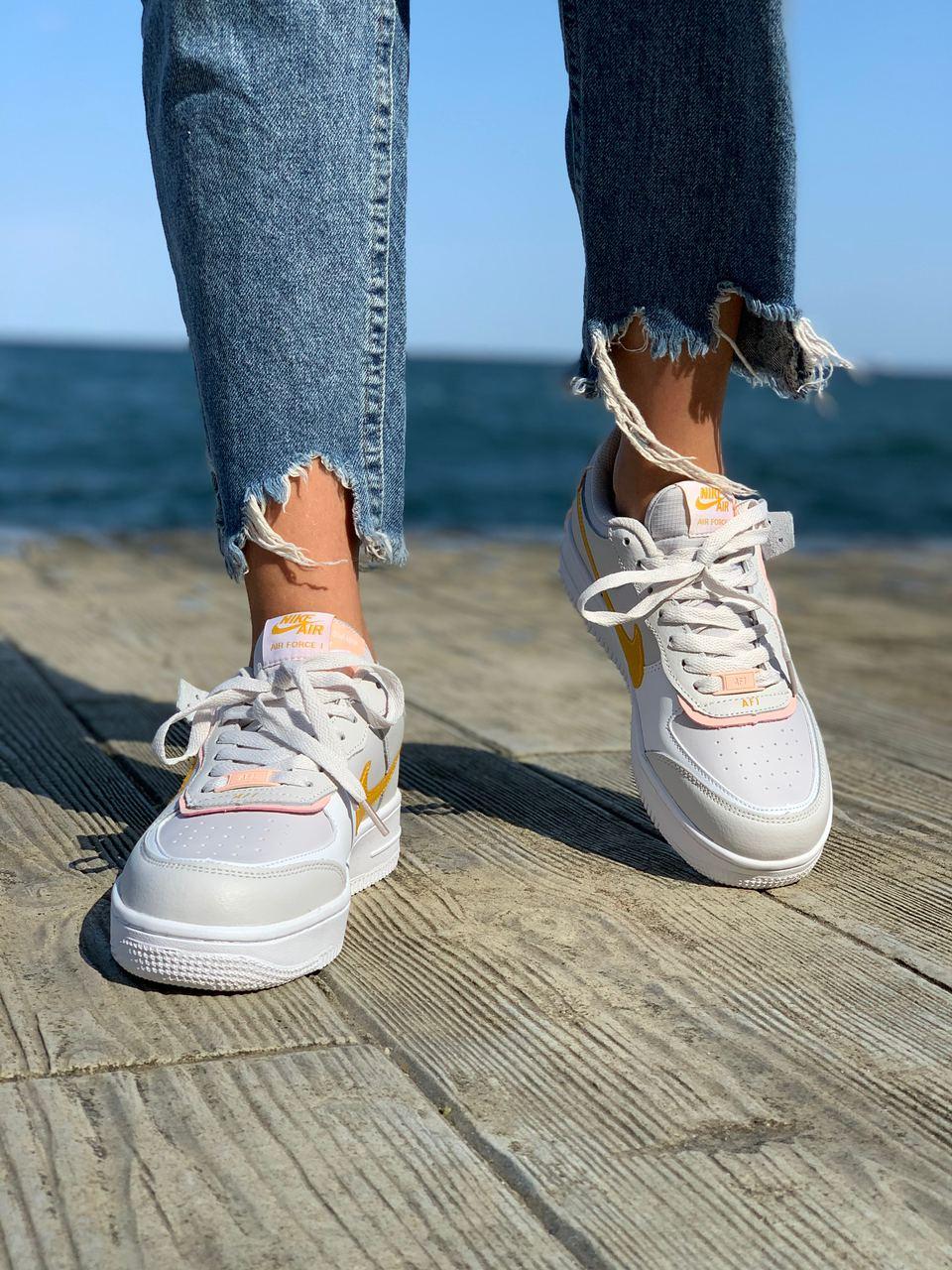 Nike Air Force 1 SHADOW White Grey Orange