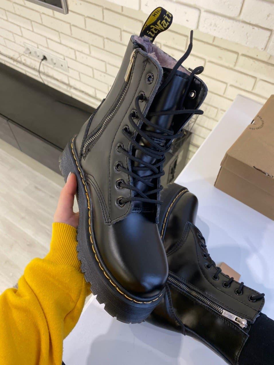Dr. Martens 1460 JADON High Fur Black No Logo 2 (Змейка)