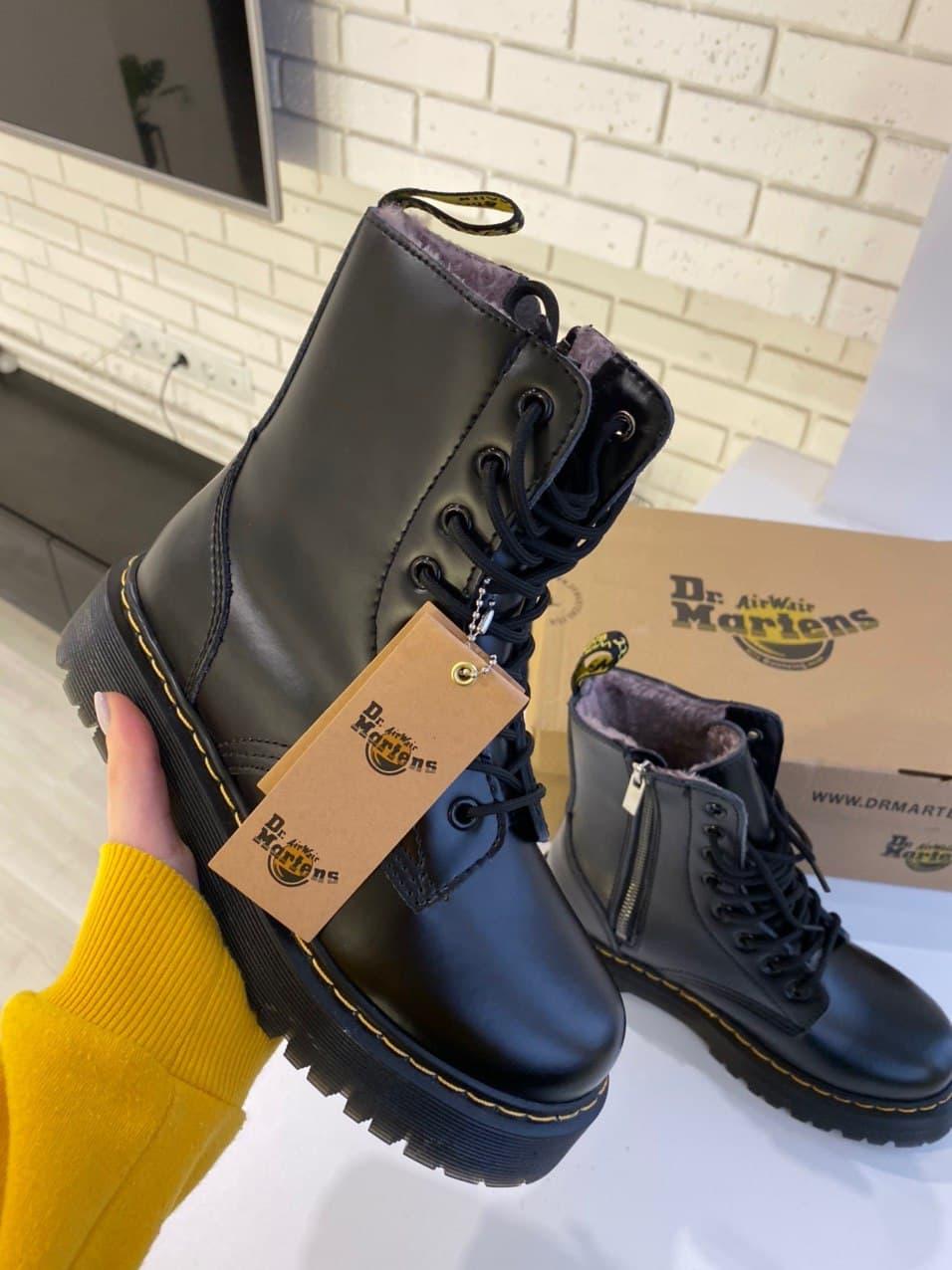 Dr. Martens 1460 JADON High Fur Black No Logo 2 (Змейка)