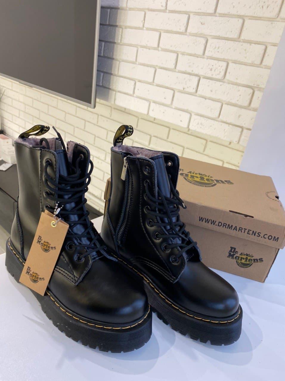 Dr. Martens 1460 JADON High Fur Black No Logo 2 (Змейка)