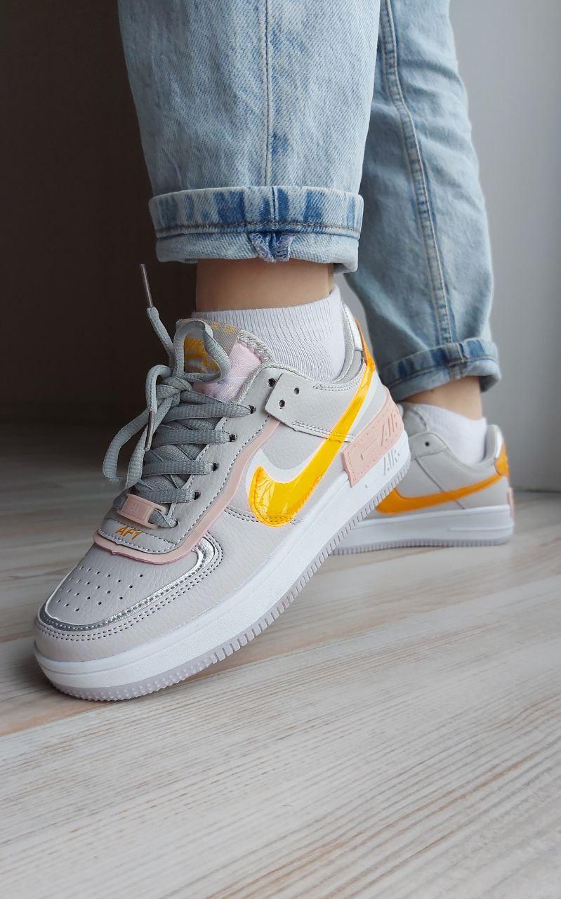Nike Air Force 1 SHADOW Grey Orange v2