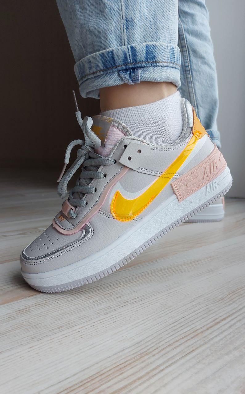 Nike Air Force 1 SHADOW Grey Orange v2