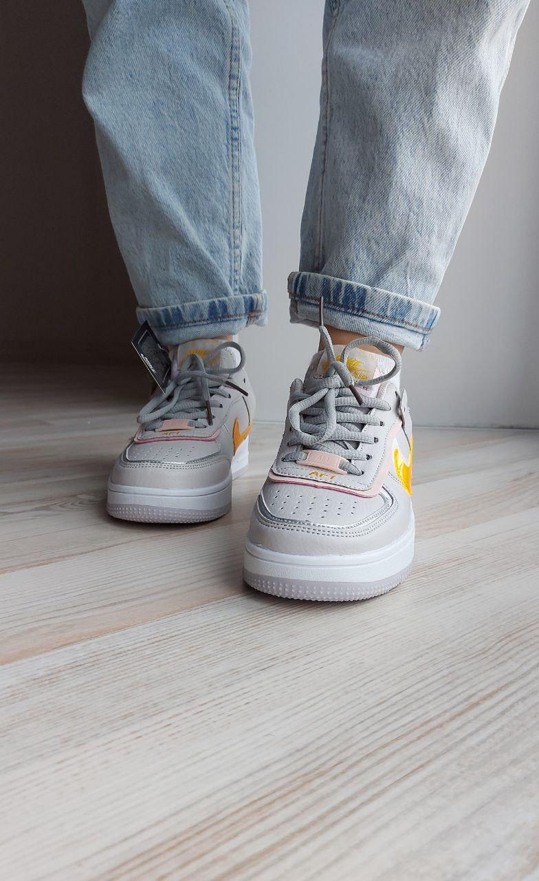 Nike Air Force 1 SHADOW Grey Orange v2