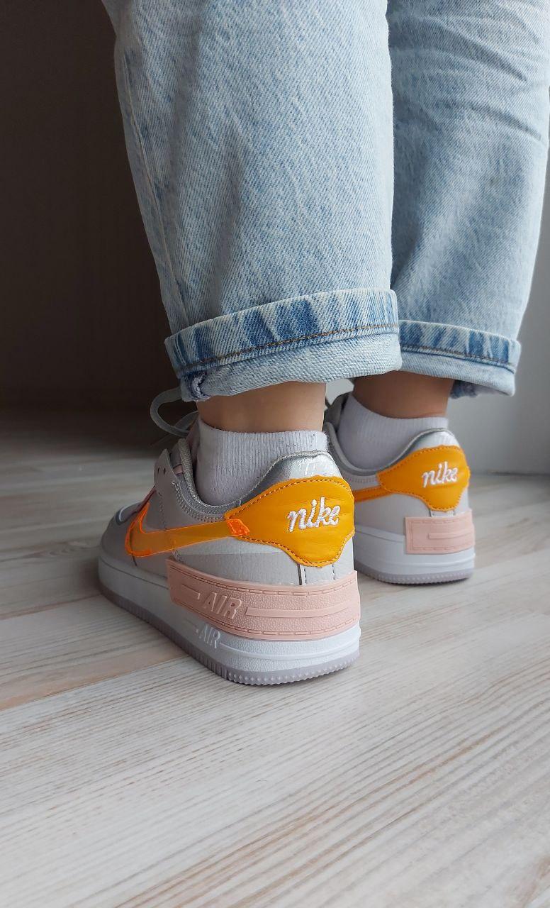 Nike Air Force 1 SHADOW Grey Orange v2