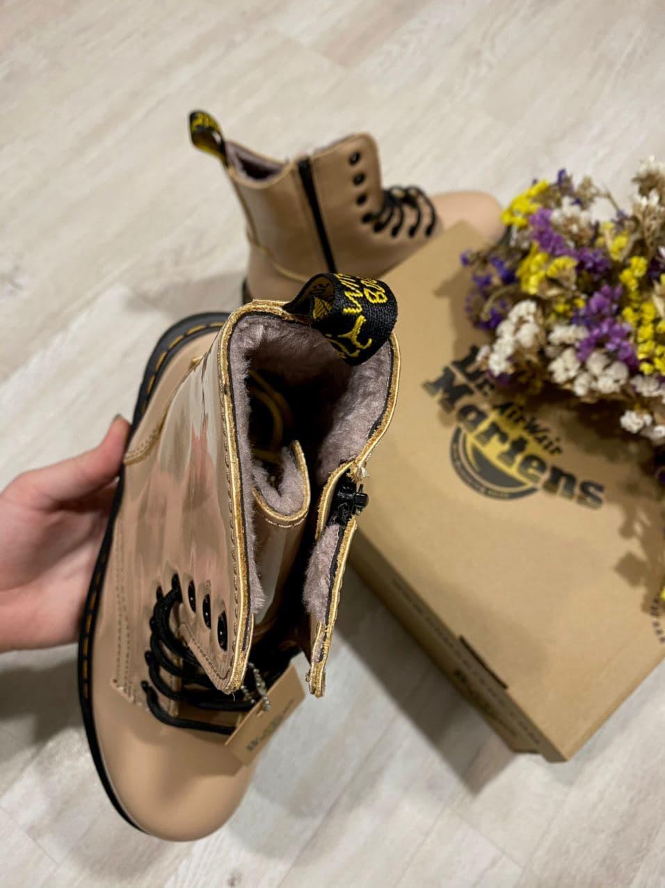 Dr. Martens JADON Patent Beige Fur (Молнія)