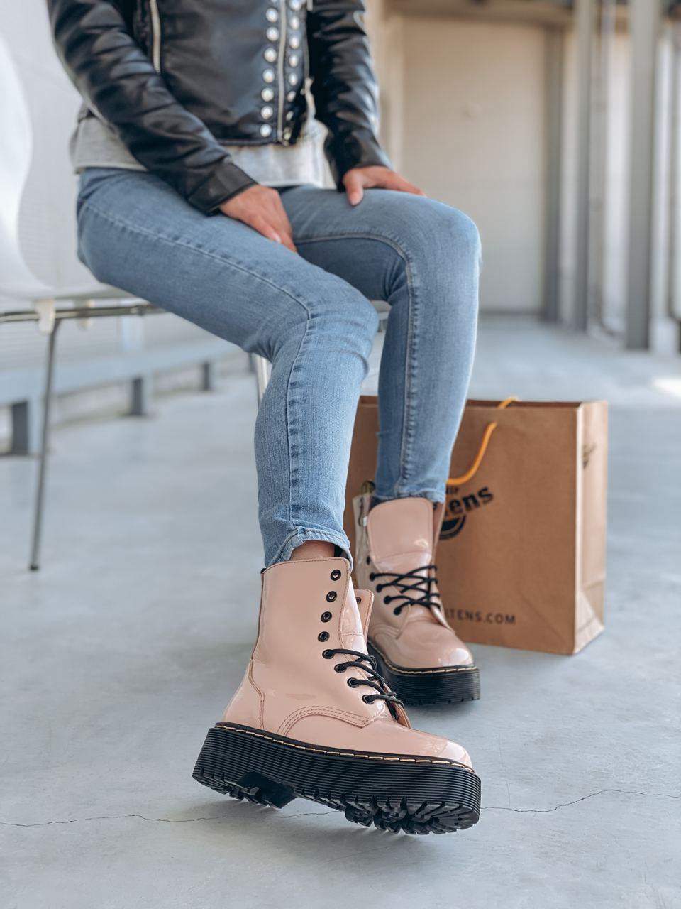 Dr. Martens JADON Patent Beige Fur (Молнія)