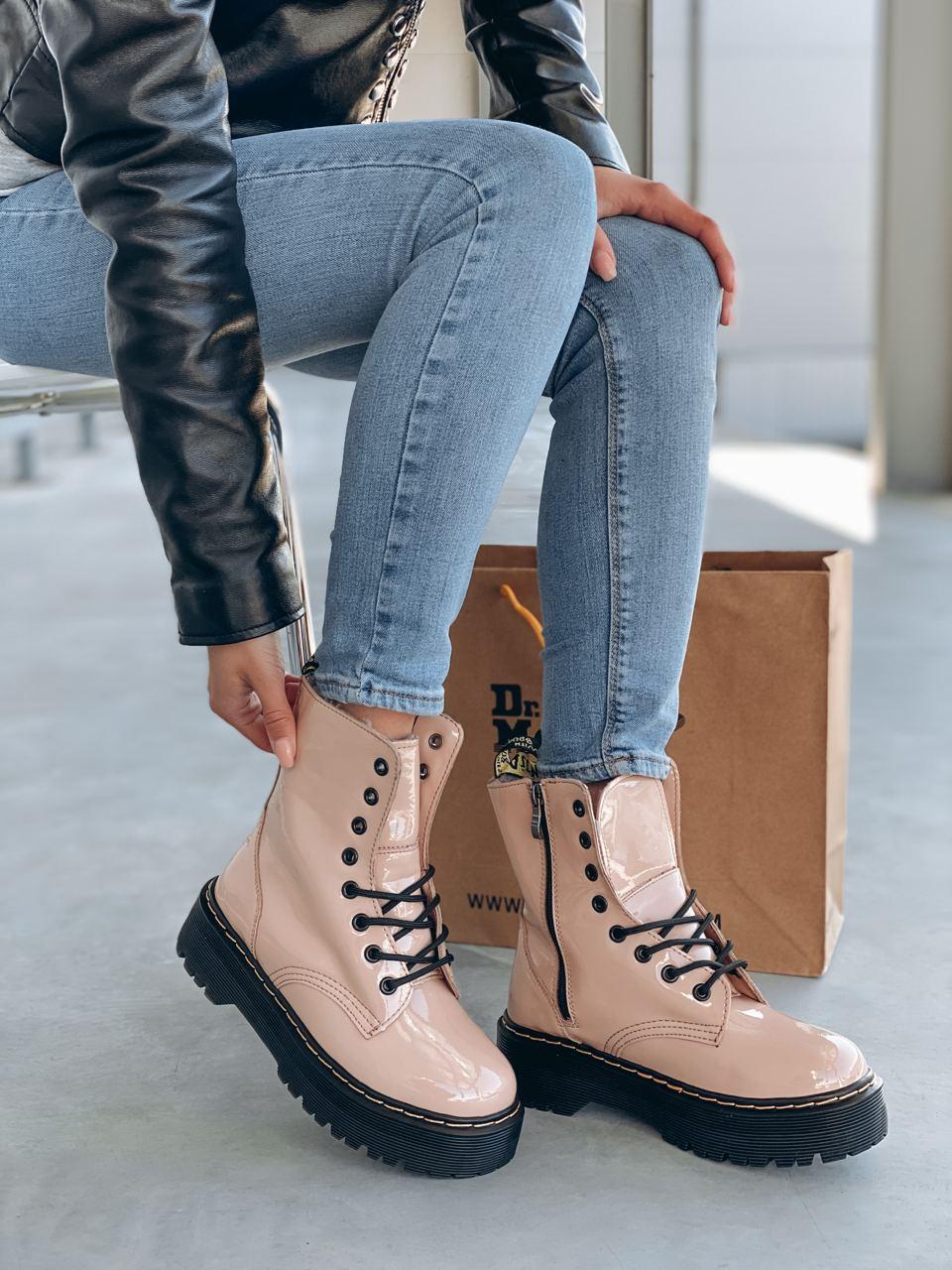 Dr. Martens JADON Patent Beige Fur (Молнія)