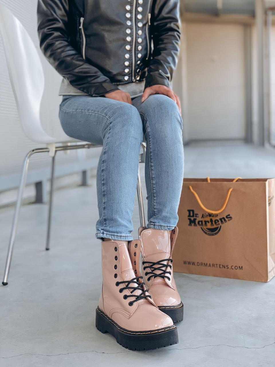 Dr. Martens JADON Patent Beige Fur (Молнія)