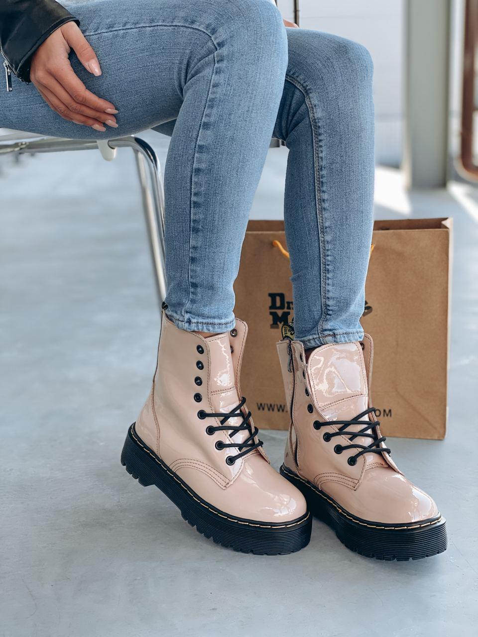 Dr. Martens JADON Patent Beige Fur (Молнія)