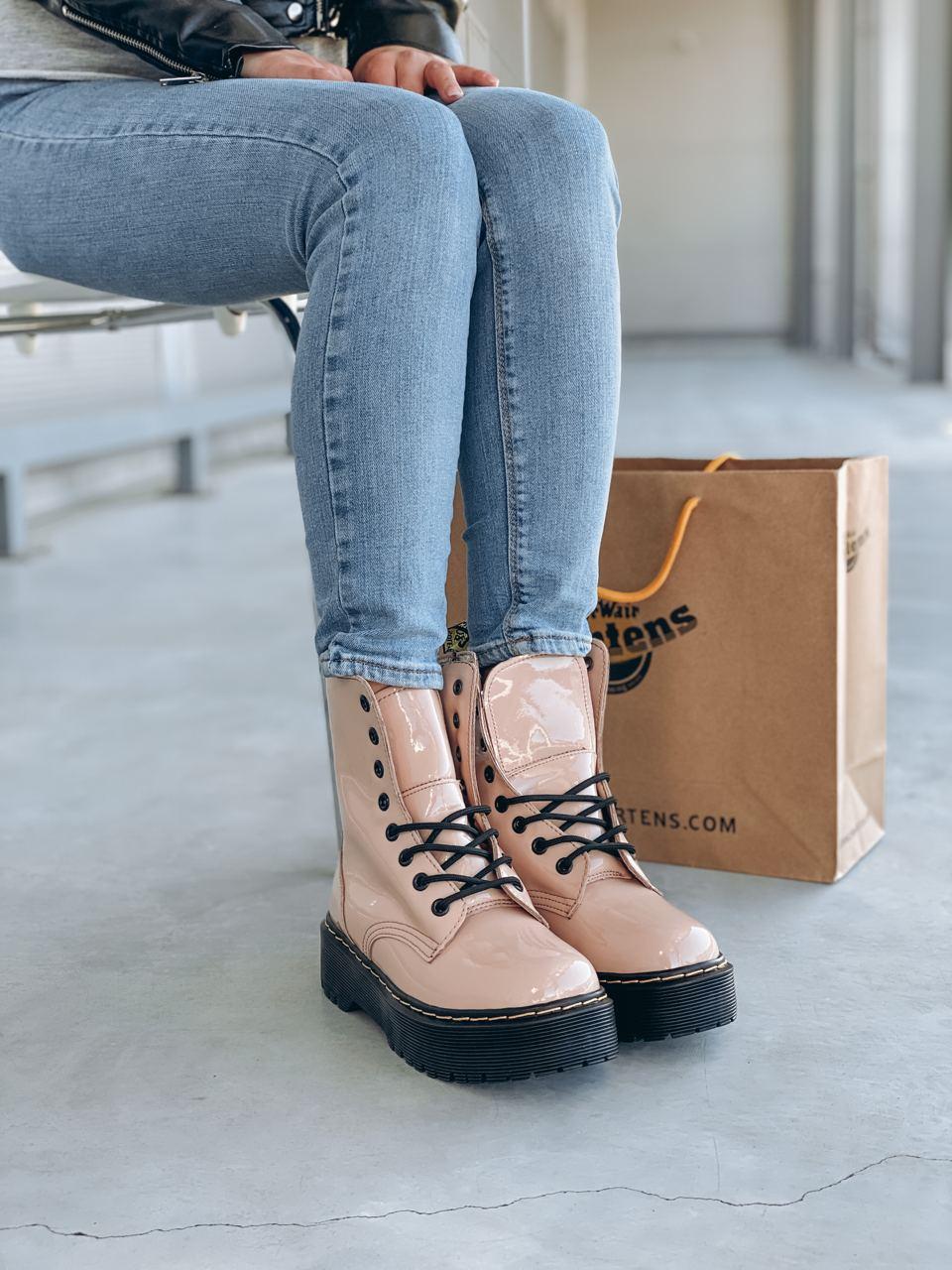 Dr. Martens JADON Patent Beige Fur (Молнія)
