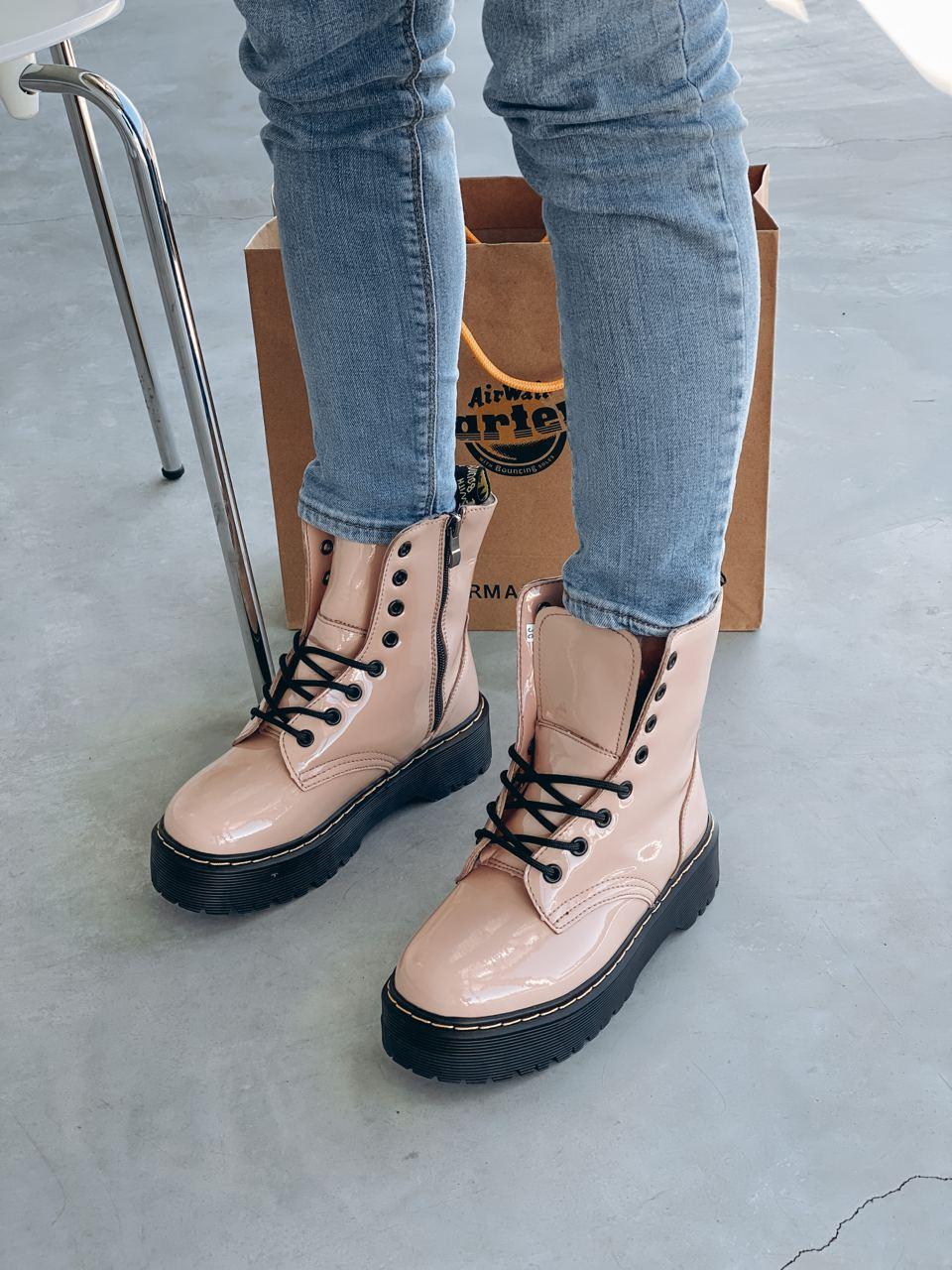 Dr. Martens JADON Patent Beige Fur (Молнія)