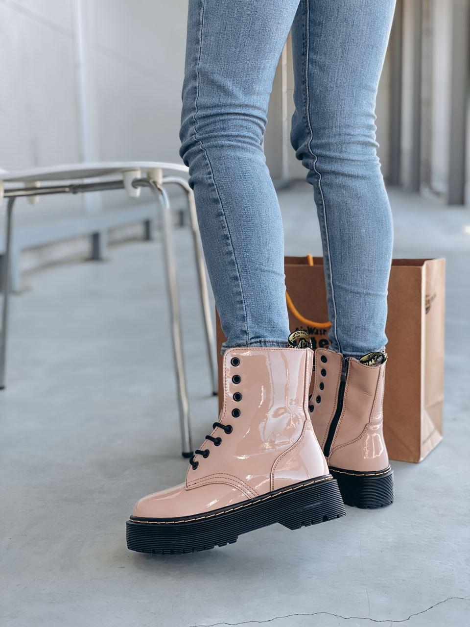 Dr. Martens JADON Patent Beige Fur (Молнія)