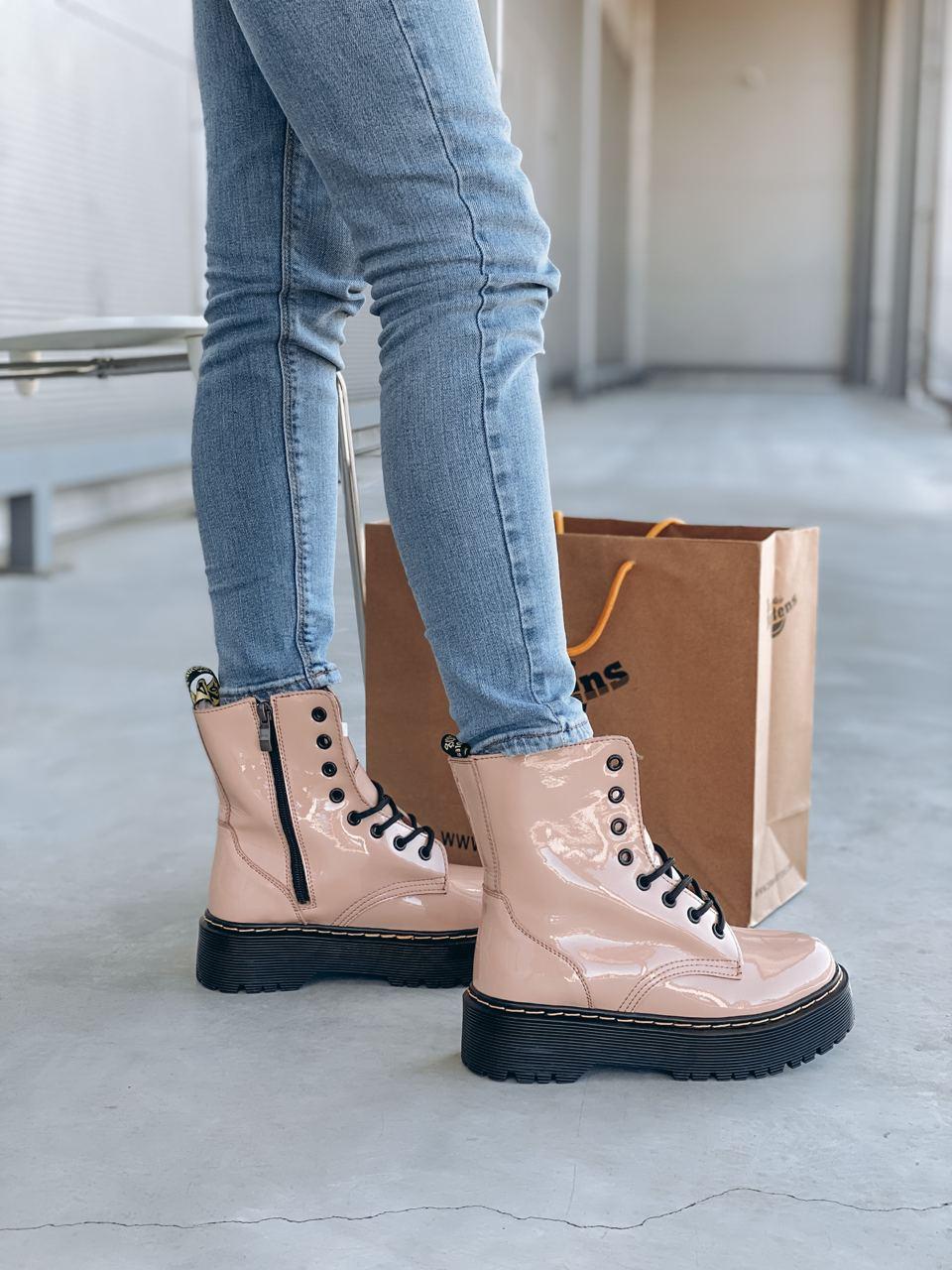 Dr. Martens JADON Patent Beige Fur (Молнія)