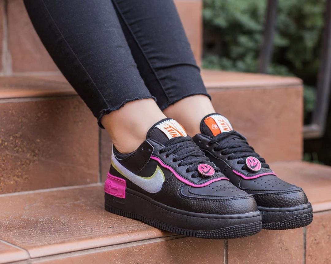 Nike Air Force 1 SHADOW Removable Patches Black Pink